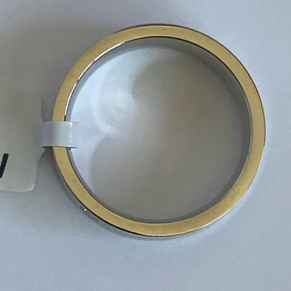Men’s Stainless Steel Ring Size 10 Silver Band w/ CZ Stone Minimalist